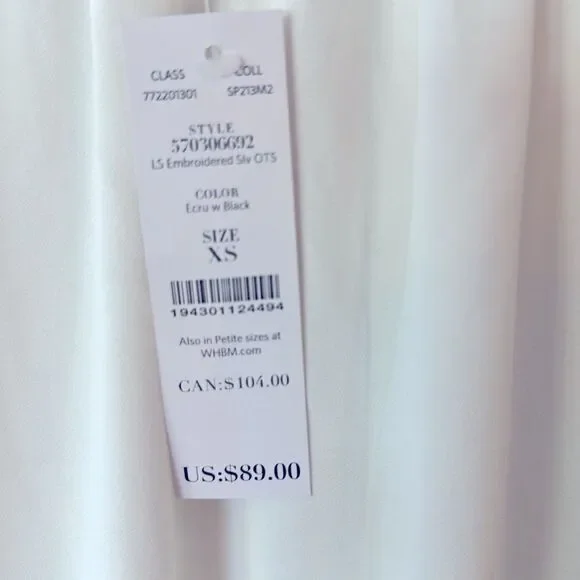 White House Black Market Embroidered Off-Shoulder Blouse - Picture 9 of 9